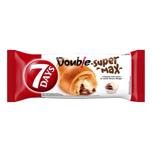 7DAYS Double Super Max croissant kakaós és vanília ízű töltelék-110g