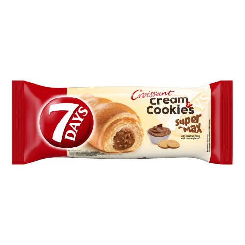 7DAYS Super Max Cream&Cookies croissant mogyikrém töltelék keksz darab-110g