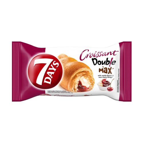  7DAYS Double Max croissant vaníliaízű és meggyes töltelékekkel- 80g