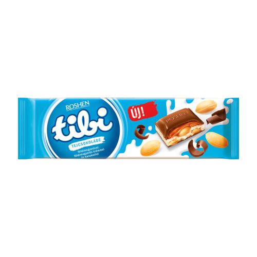 Tibi táblás tejcsokoládé földimogyoró-földimogyorókrém-karamell - 295g