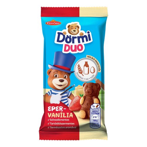 Dörmi DUO puha piskóta epres töltelékkel és vaníliaízű krémmel - 30g