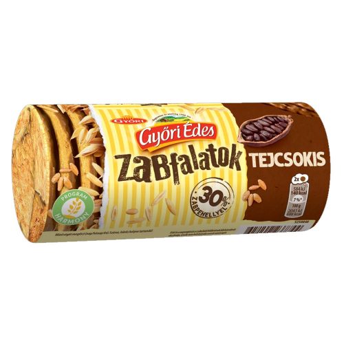 Győri Édes Zabfalatok tejcsokoládéval mártott,zabpelyhes,omlós keksz-215g