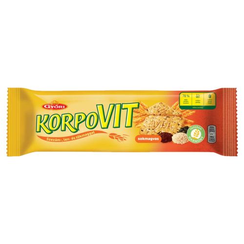 Győri Korpovit ropogós,édes keksz teljes kiőrlésű gabonával,magokkal-174g