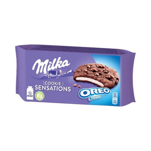Milka Cookies Sensations Oreo Creme kakaós keksz tejcsoki darabok,krém-156g