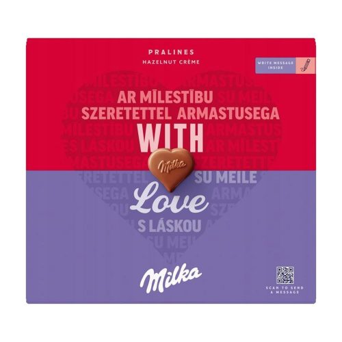 Milka I Love Milka alpesi tejcsokoládé praliné mogyorós krémtöltelék-110g