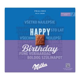   Milka Happy Birthday alpesi tejcsokoládé praliné tejes krémtöltelék - 110g