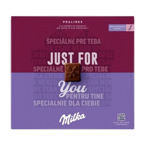 Milka Just for You magas kakaótartalmú tejcsoki praliné kakaós krémmel-110g