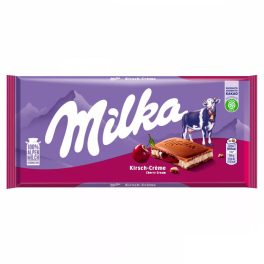   Milka alpesi tejcsokoládé meggyízű tejes krém és meggyes töltelék - 100g