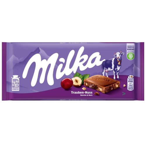 Milka alpesi tejcsokoládé mazsolával és mogyoró darabokkal  - 100g