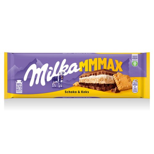 Milka alpesi tejcsokoládé kakaós-tejes krémtöltelékkel és keksszel - 300g