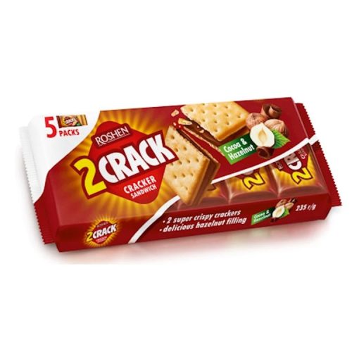 Roshen 2Crack kakaós-mogyorós krémmel töltött keksz - 235g