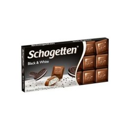   Schogetten Black&White tejcsokoládé vaníliakrém - kakaós kekszdarabok-100g