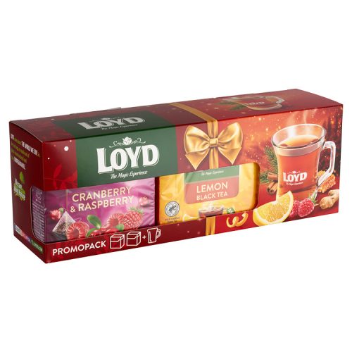 Loyd tea doboz pohárral (blacklemon-áfonya-málna) - 80g