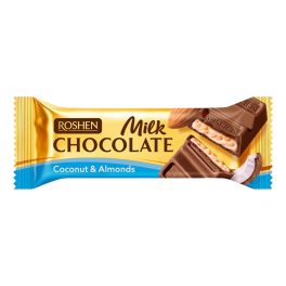Roshen szelet tejcsokoládé kókuszos és mandulás - 29 g