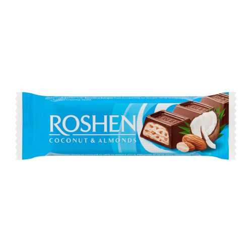 Roshen szelet tejcsokoládé kókuszos és mandulás - 29 g