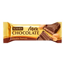 Roshen szelet tejcsokoládé dupla földimogyorós - 29g