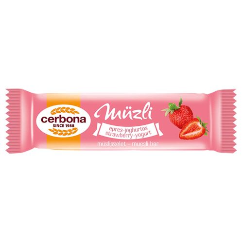 Cerbona müzliszelet epres joghurt bevonattal - 20g